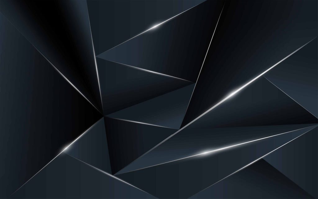 Dark Geometric Wallpaper : 3D Triangle Light Effect Mural - flat design