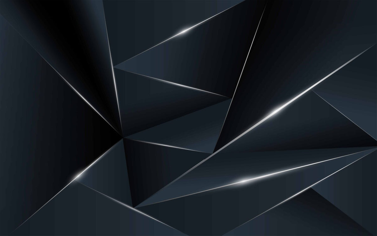 Dark Geometric Wallpaper : 3D Triangle Light Effect Mural - flat design