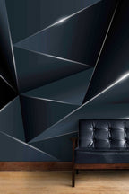 Dark Geometric Wallpaper : 3D Triangle Light Effect Mural - View 3