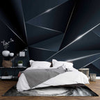 Dark Geometric Wallpaper : 3D Triangle Light Effect Mural