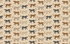 Retro Leopard Wallpaper : Spotted Cats on Sand Pattern Mural - flat design