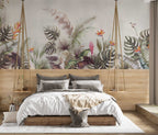 Monstera and Bird of Paradise Wallpaper : Tropical Plant Border Mural - View 3