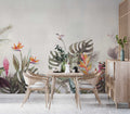 Monstera and Bird of Paradise Wallpaper : Tropical Plant Border Mural