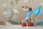 Hot Air Balloons Wallpaper : Beige Constellation Sky Kids Mural - View 3