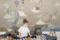 Hot Air Balloons Wallpaper : Beige Constellation Sky Kids Mural