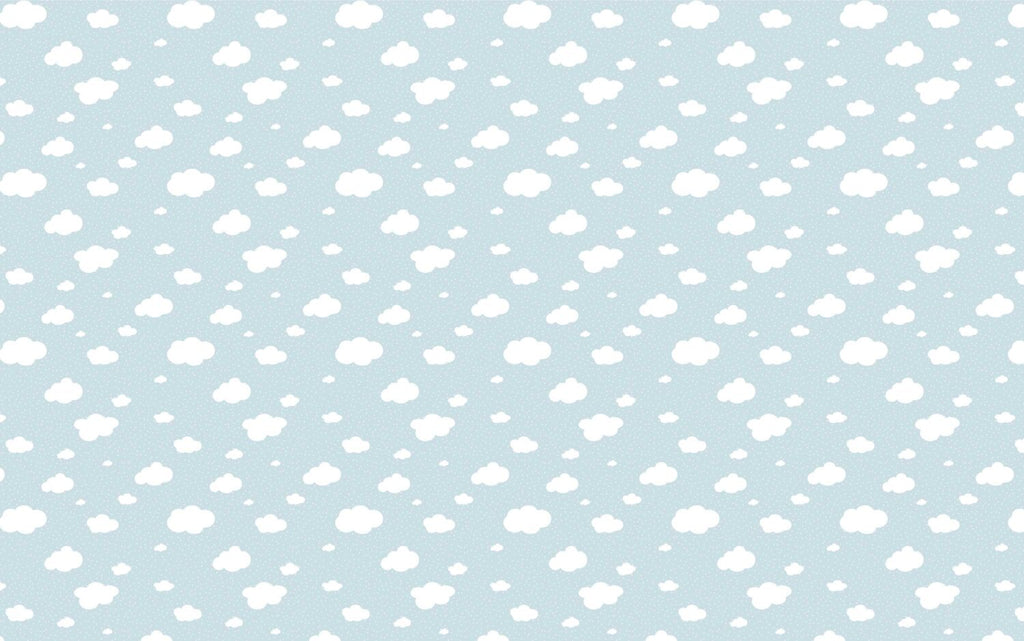 Little Clouds Wallpaper : White Clouds on Baby Blue Pattern Mural - flat design
