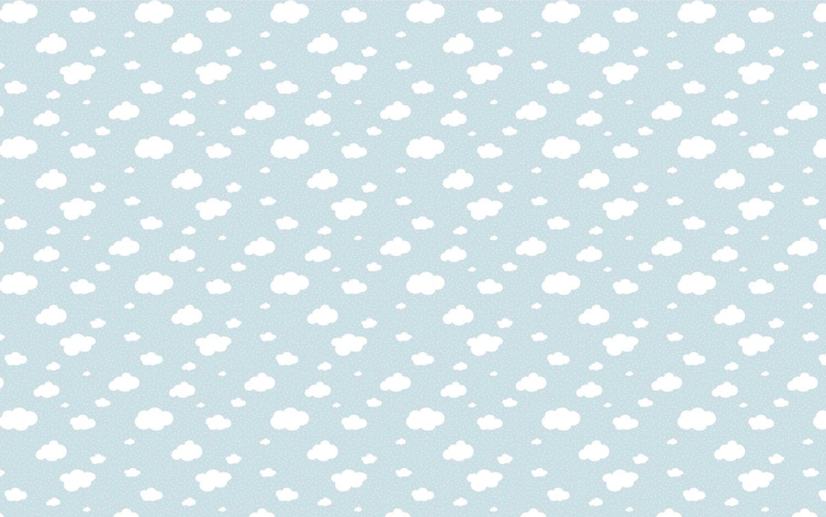 Little Clouds Wallpaper : White Clouds on Baby Blue Pattern Mural - flat design