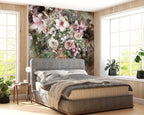 Oil Painting Lily Wallpaper : Lush Floral Bouquet Mural - View 2