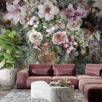 Oil Painting Lily Wallpaper : Lush Floral Bouquet Mural
