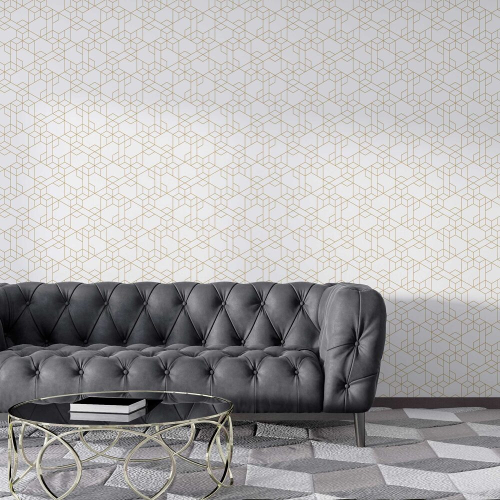 Subtle Cube Pattern Wallpaper : Beige Geometric Texture Mural - View 3