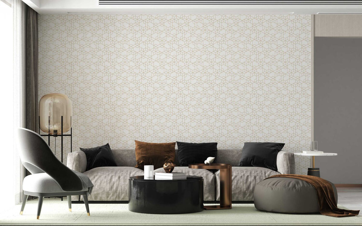 Subtle Cube Pattern Wallpaper : Beige Geometric Texture Mural