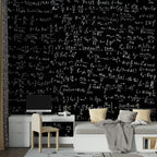 Chalkboard Math Wallpaper : Formulas on Black Pattern Mural - View 2