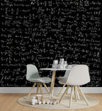 Chalkboard Math Wallpaper : Formulas on Black Pattern Mural - View 3
