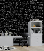 Chalkboard Math Wallpaper : Formulas on Black Pattern Mural - View 4