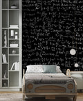 Chalkboard Math Wallpaper : Formulas on Black Pattern Mural