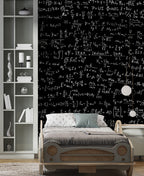 Chalkboard Math Wallpaper : Formulas on Black Pattern Mural