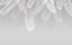 White Palm Leaf Wallpaper : Hanging Fronds on Grey Mural - flat design