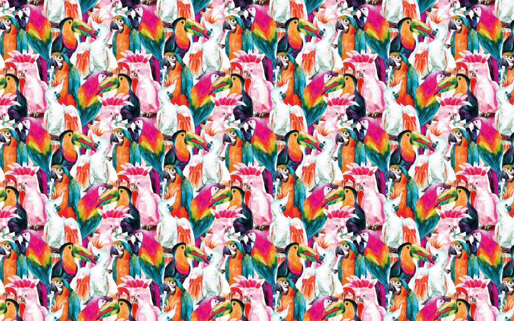 Colorful Parrot Wallpaper : Tropical Bird Pattern Mural - flat design