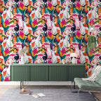 Colorful Parrot Wallpaper : Tropical Bird Pattern Mural