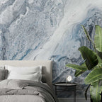Blue Grey Marble Wallpaper : Fluid Stone Texture Mural - View 2