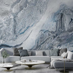 Blue Grey Marble Wallpaper : Fluid Stone Texture Mural - View 3