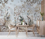 Peacock Garden Wallpaper : Pale Blue Autumn Branches Mural - View 4