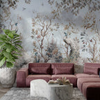Peacock Garden Wallpaper : Pale Blue Autumn Branches Mural