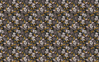 Retro Botanical Wallpaper : Mustard and White Flowers on Black Pattern Mural - flat design