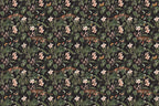 Dark Floral Garden Wallpaper : Leopard Accent Botanical Mural - View 2