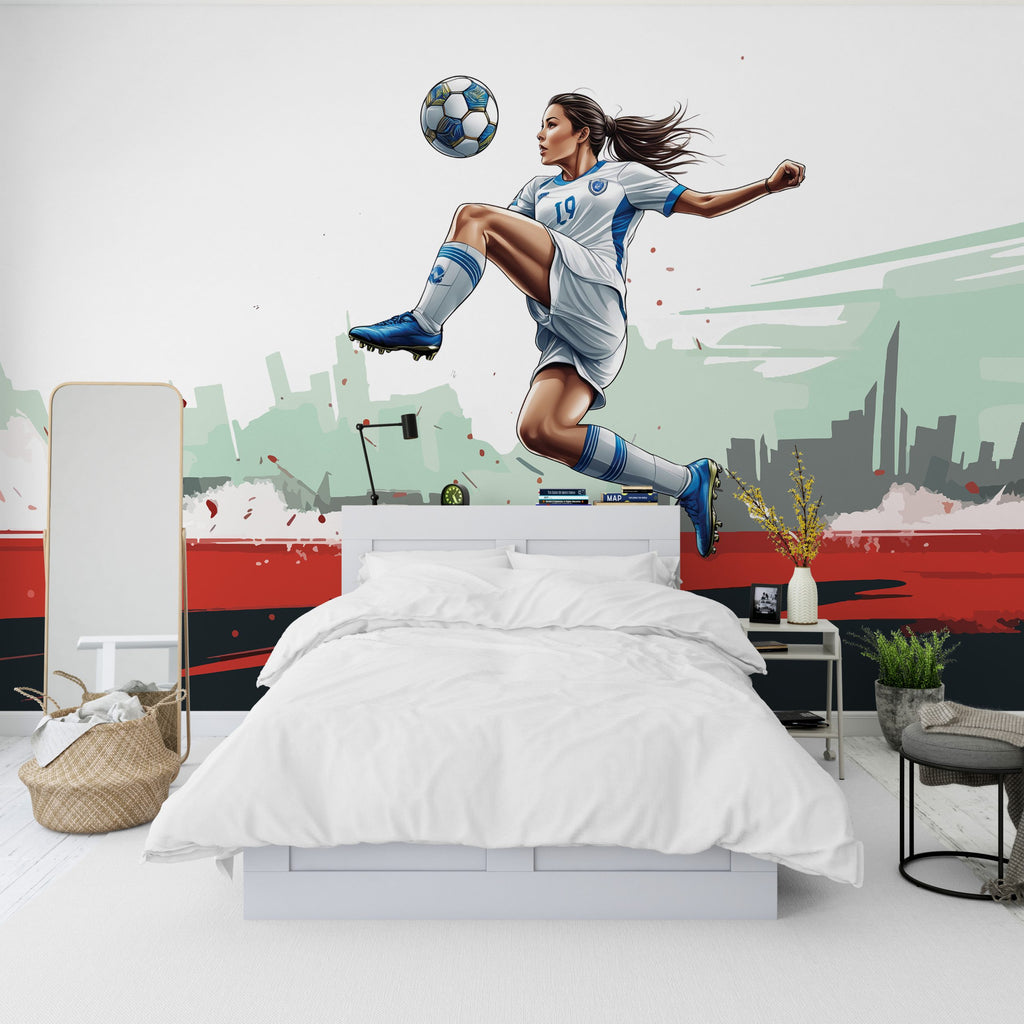 Women's Soccer Wallpaper : Female Football Star Mural - View 3