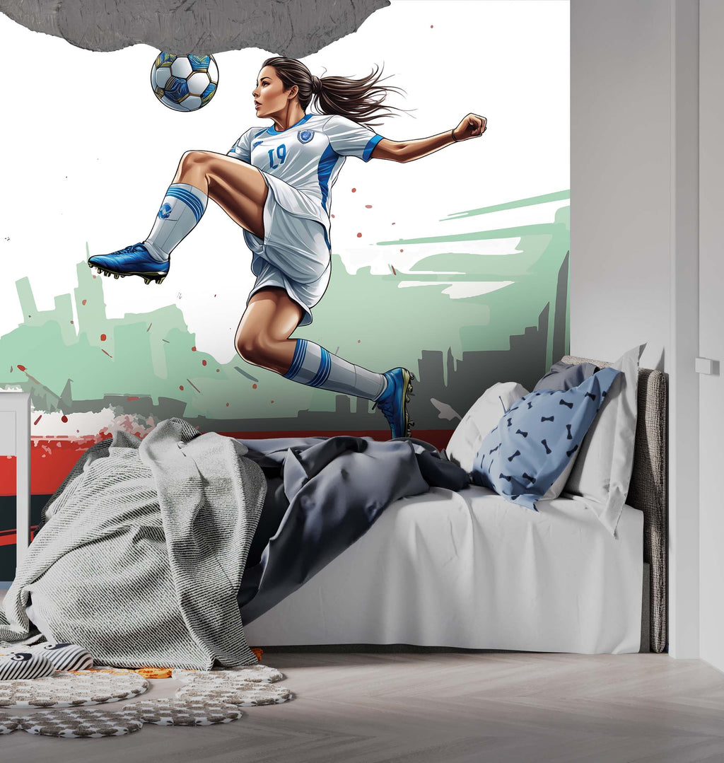 Women's Soccer Wallpaper : Female Football Star Mural - View 4