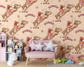 Rodeo Cowgirl Wallpaper : Retro Western Pattern Mural