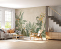 Bird of Paradise Wallpaper : Tropical Leaves on Beige Mural
