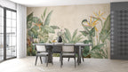 Bird of Paradise Wallpaper : Tropical Leaves on Beige Mural - View 2