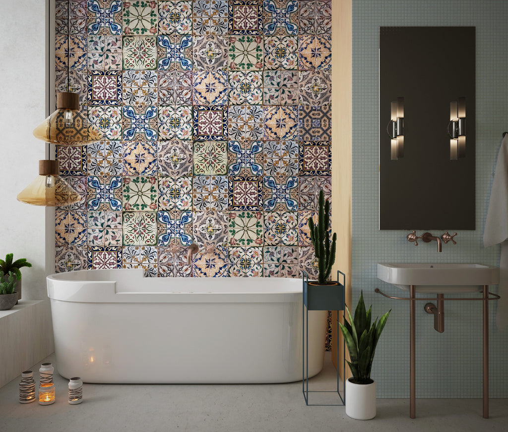 Vintage Tile Wallpaper : Portuguese Azulejo Pattern Mural - View 4
