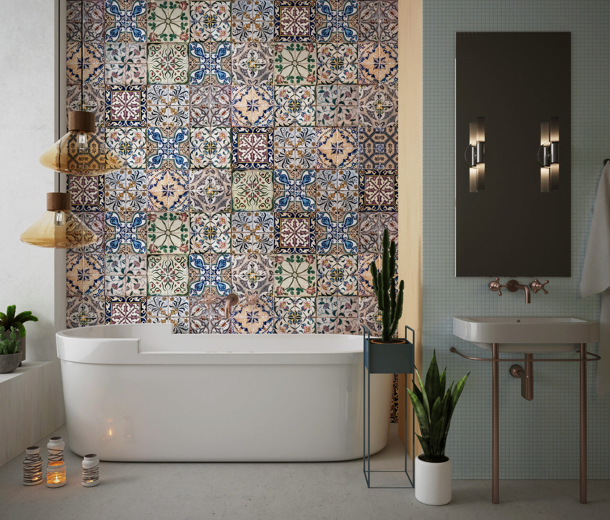 Vintage Tile Wallpaper : Portuguese Azulejo Pattern Mural - View 4