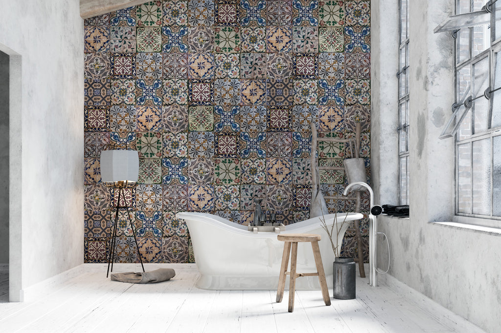 Vintage Tile Wallpaper : Portuguese Azulejo Pattern Mural - View 3