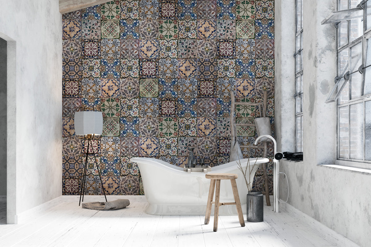 Vintage Tile Wallpaper : Portuguese Azulejo Pattern Mural - View 3