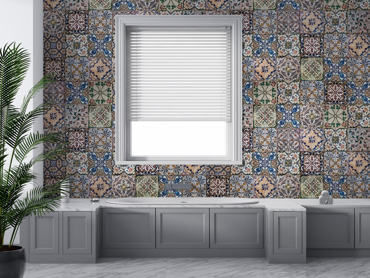 Vintage Tile Wallpaper : Portuguese Azulejo Pattern Mural - View 2