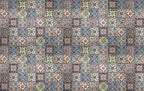 Vintage Tile Wallpaper : Portuguese Azulejo Pattern Mural - flat design