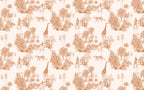 Terracotta Safari Toile Wallpaper : Giraffe and Leopard Pattern Mural - flat design