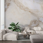 Beige White Marble Wallpaper : Soft Veined Stone Mural - View 4