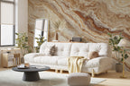 Caramel Onyx Marble Wallpaper : Beige Stone Pattern Mural - View 2
