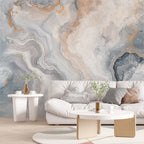 Blue Grey Marble Wallpaper : Gold Vein Stone Mural