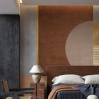Boho Geometric Wallpaper : Gold Moon and Terracotta Blocks Mural - View 2