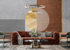 Boho Geometric Wallpaper : Gold Moon and Terracotta Blocks Mural - View 4