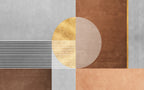Boho Geometric Wallpaper : Gold Moon and Terracotta Blocks Mural - flat design