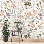 Ditsy Wildflower Wallpaper : Colorful Small Floral Pattern Mural - View 4