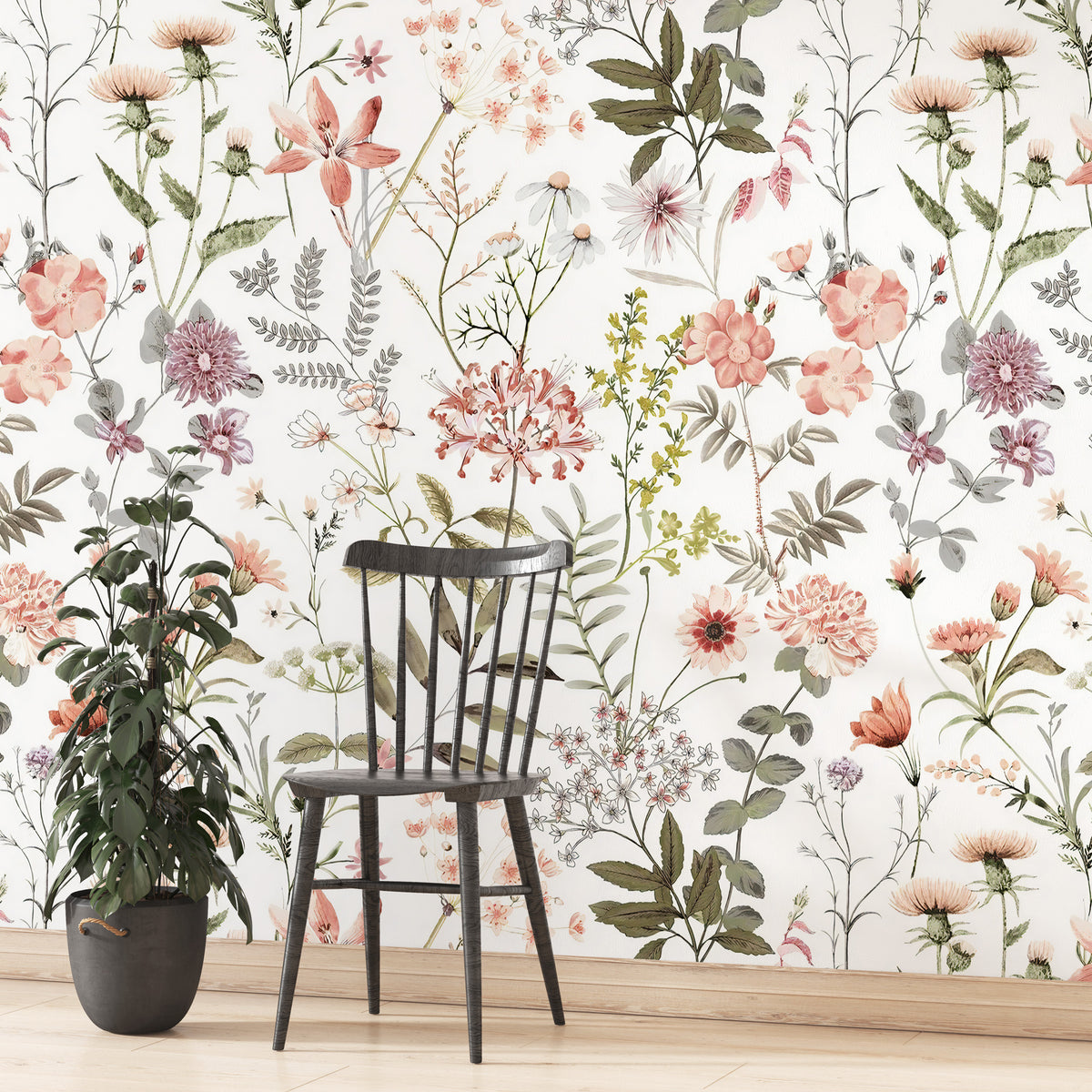 Ditsy Wildflower Wallpaper : Colorful Small Floral Pattern Mural - View 4