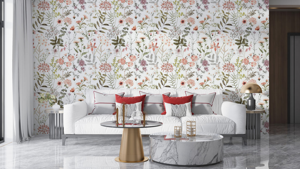 Ditsy Wildflower Wallpaper : Colorful Small Floral Pattern Mural